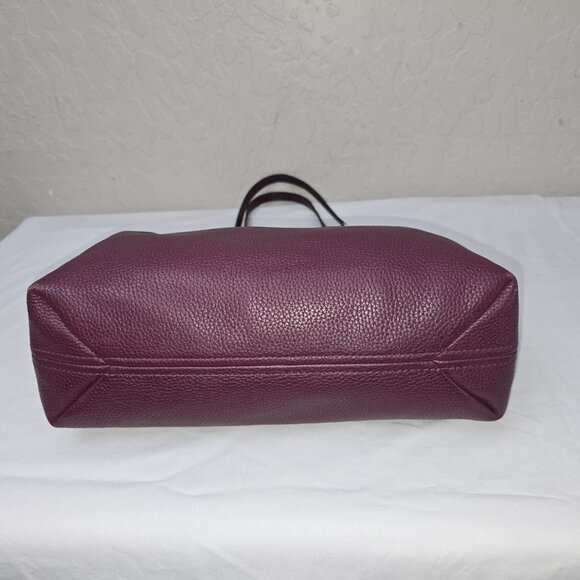 Michael Kors Jet Set Large Gold Chain Plum Grain Leather Shoulder Bag Tote - Picture 14 of 16